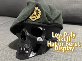 Low Poly Skull (Hat/Beret Display)