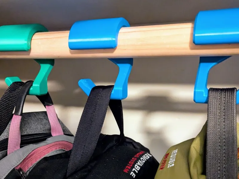Backpack Hanger for Closet Rod