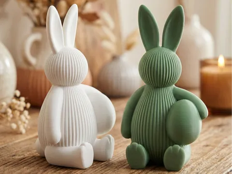 Ribbed Bunny with Egg ♡ - Modern Easter Decor