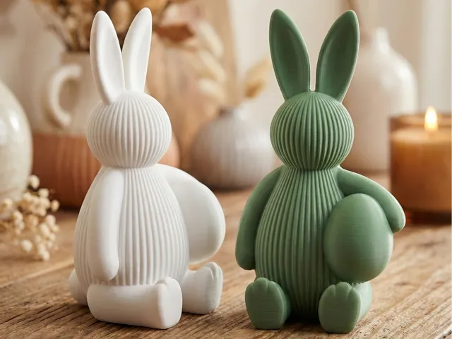 Ribbed Bunny with Egg ♡ - Modern Easter Decor