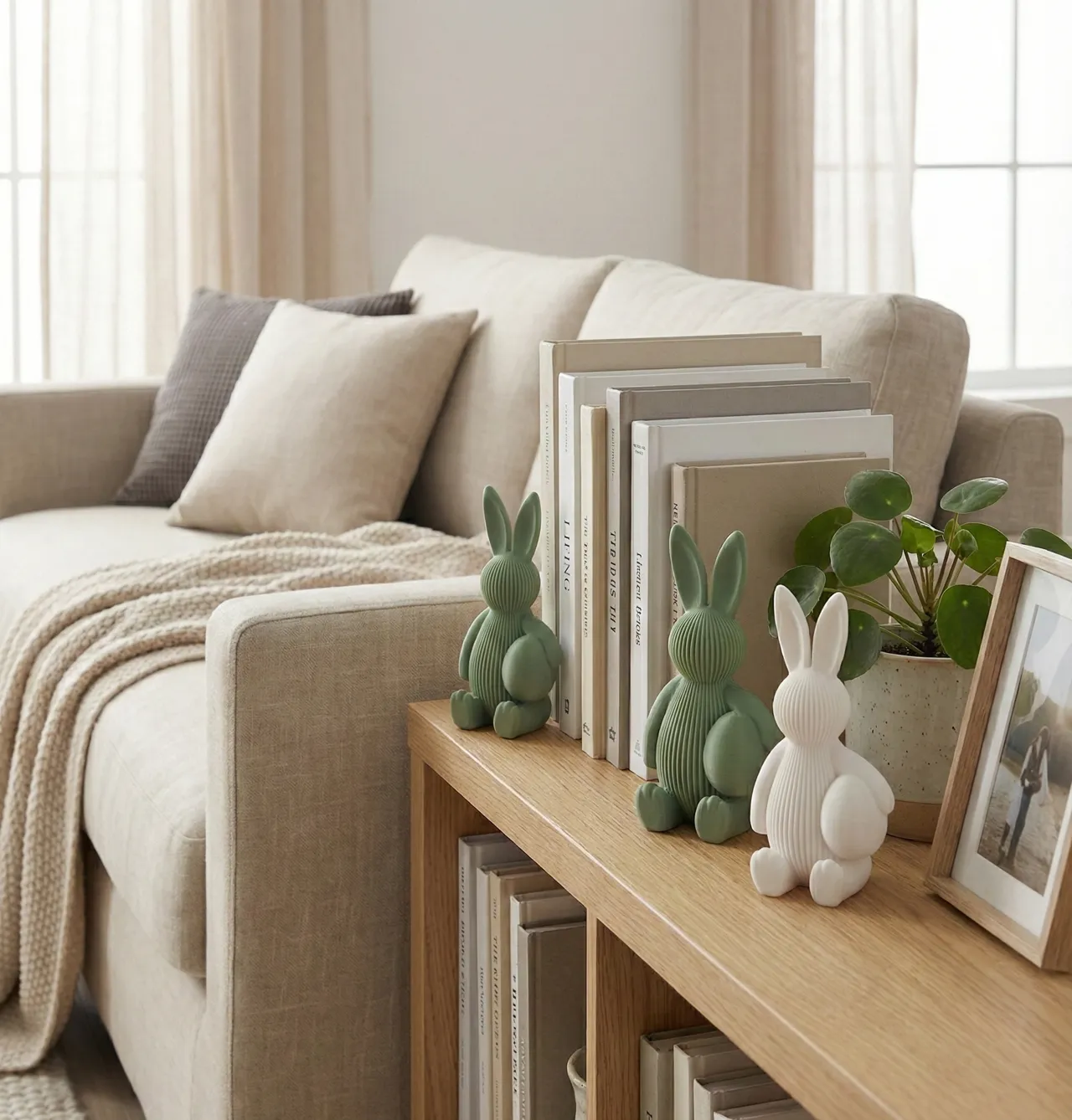 Ribbed Bunny with Egg ♡ - Modern Easter Decor view 3