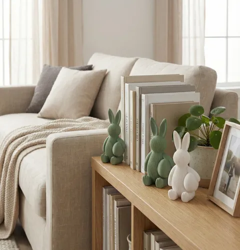 Ribbed Bunny with Egg ♡ - Modern Easter Decor view 3
