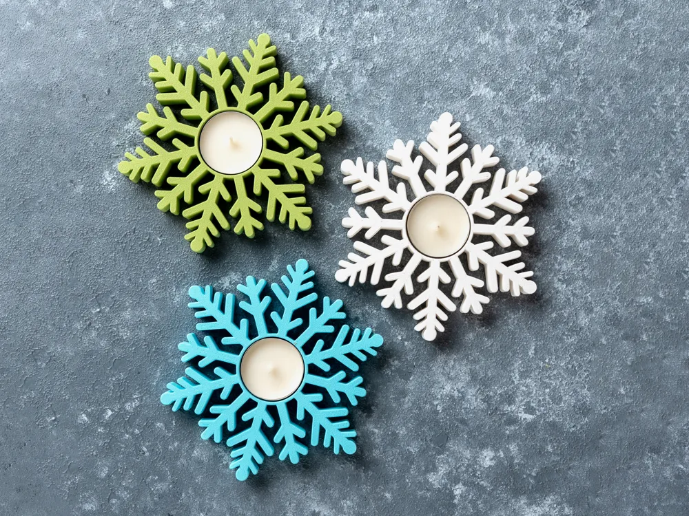 Özel Tasarım Kar Tanesi Mum Tutucu Dekoratif Koleksiyonluk Süs