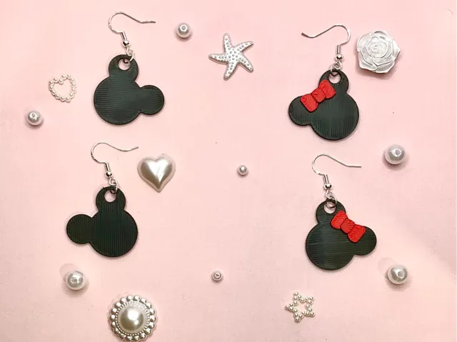 Mickey & Minnie Silhouette Dangle Earrings -Disney