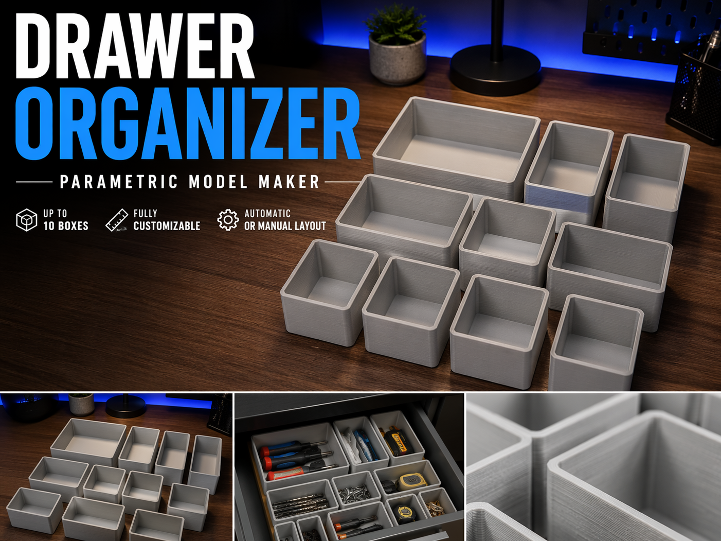 Drawer organizer - parametric model maker