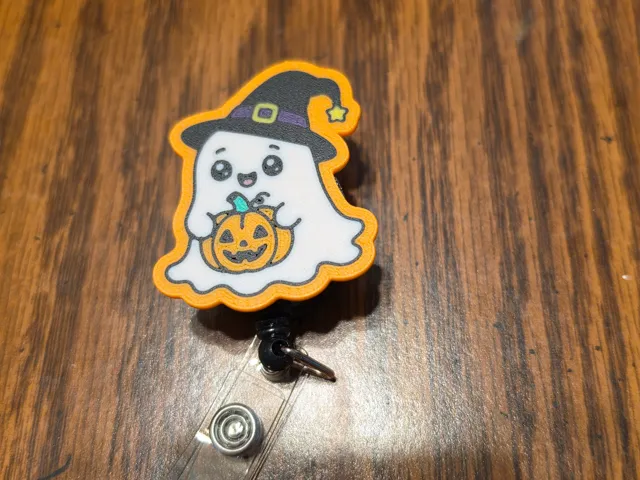 Ghost With Pumkin Badge Reel/Magnet