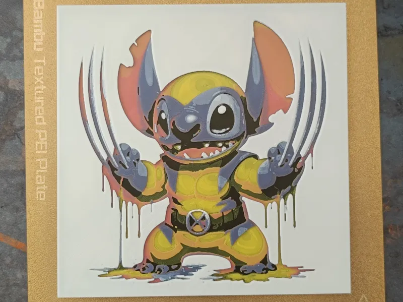 "Stitch" as "Wolverine" Inspired Hueforge