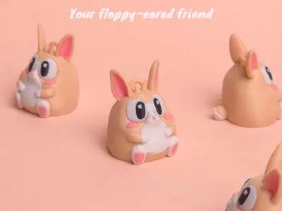 Cute bunny rabbit keychain, no support