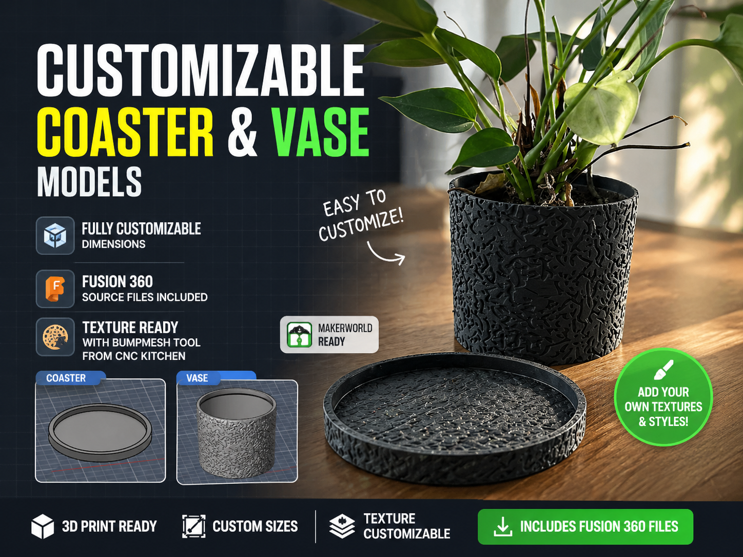 Customizable Vase and Coaster 