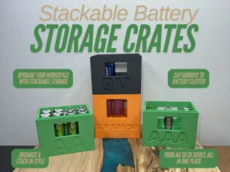 Stackable Battery Storage Crates Modern AA,AAA etc
