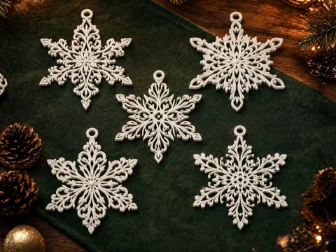 Letrero o emblema decorativo: Christmas Decoration Art Set Snowflakes — referencia de MakerWorld