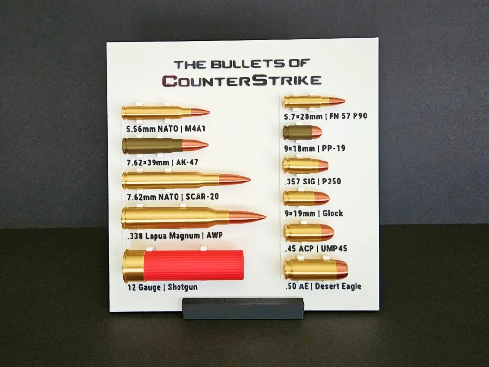 All the CounterStrike Bullets in a Modern Frame - Free 3D Print Model ...