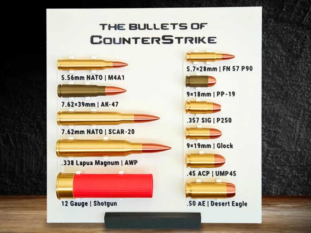 All the CounterStrike Bullets in a Modern Frame - Free 3D Print Model ...