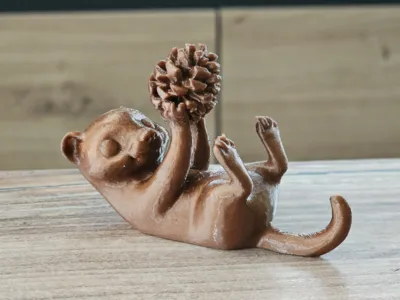 Weasel Playing with a Pinecone | Cute Animal Model