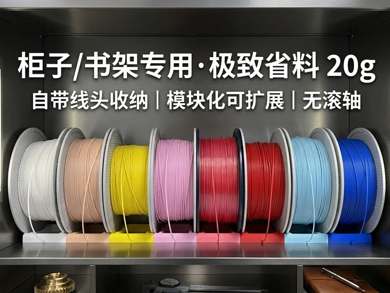 柜子/书架耗材防滚动支架 - 极致省料20g & 自带线头收纳 (模块化)