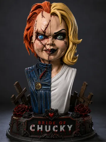 Figura decorativa: BRIDE OF CHUCKY – TWO-FACED EDITION BUST — vista de referencia 2