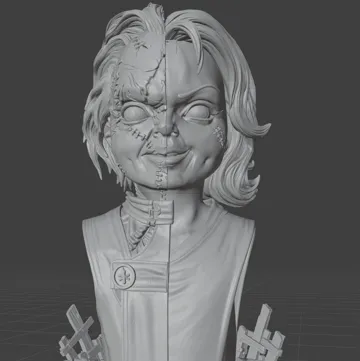 Figura decorativa: BRIDE OF CHUCKY – TWO-FACED EDITION BUST — vista de referencia 4