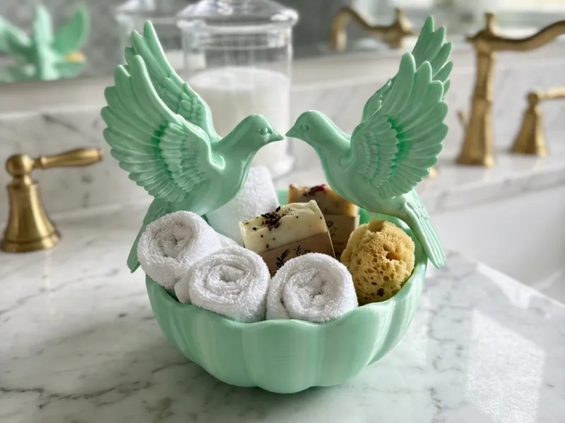 Love Birds Decorative Bowl & Bathroom Organizer
