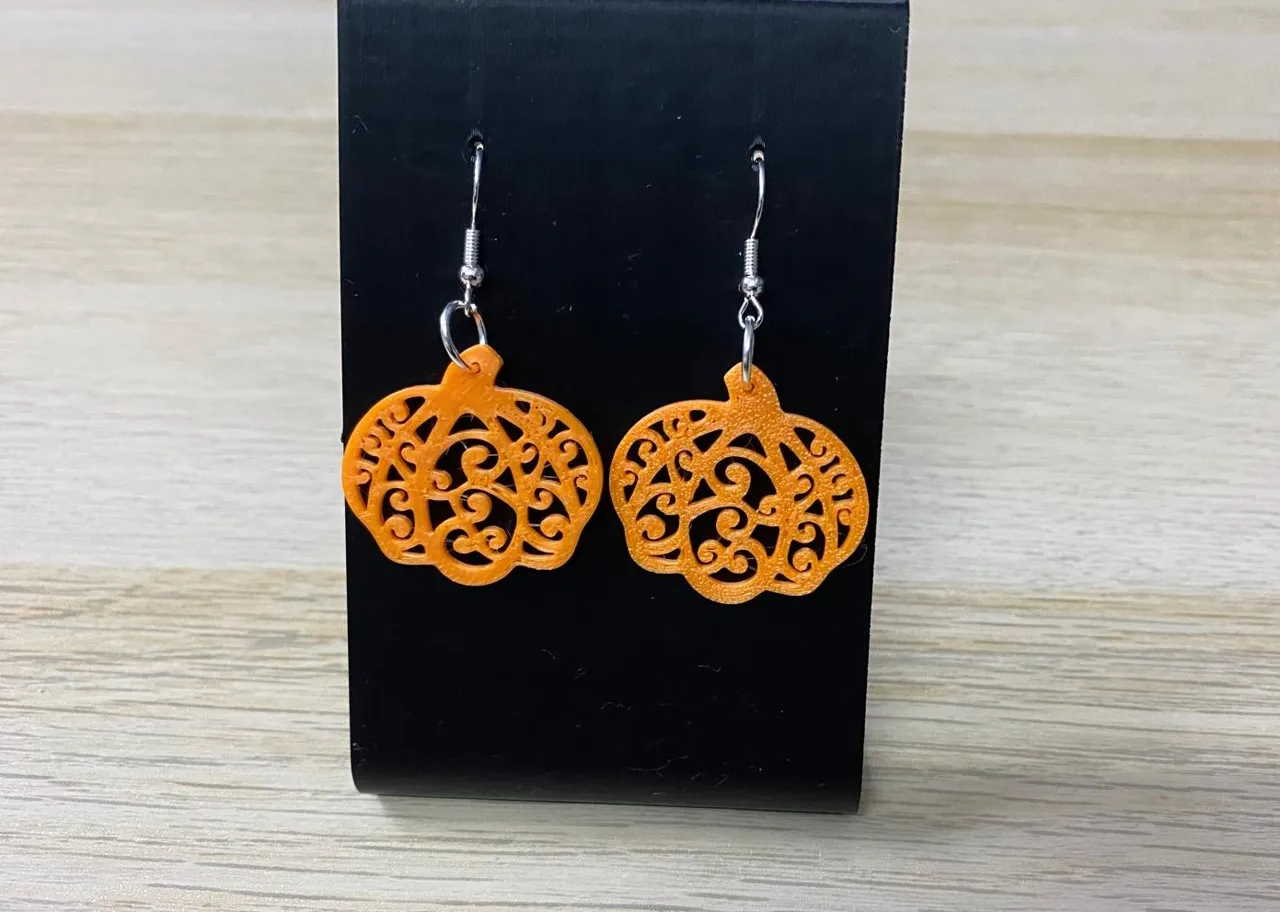 Pumpkin earrings for Halloween view 2