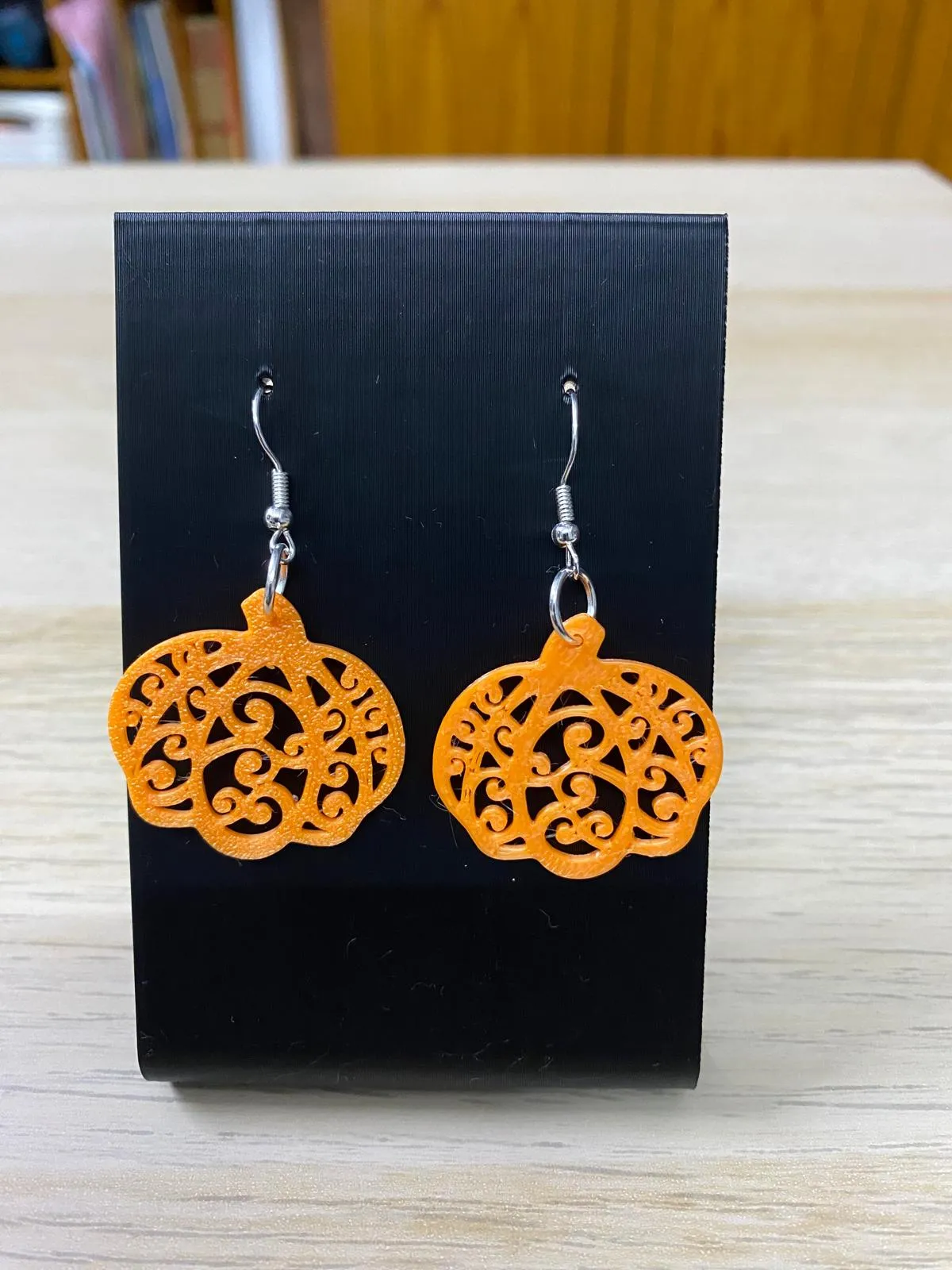 Pumpkin earrings for Halloween view 3