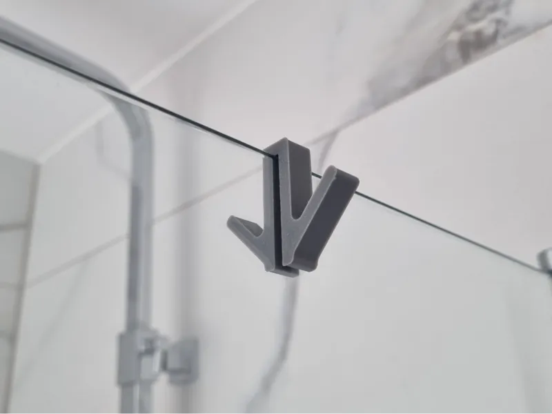 Double sided shower hook for 6mm thick wall glass