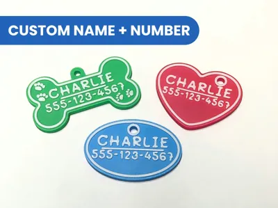 Custom Pet ID Tag (Name + Phone) 3 Shapes