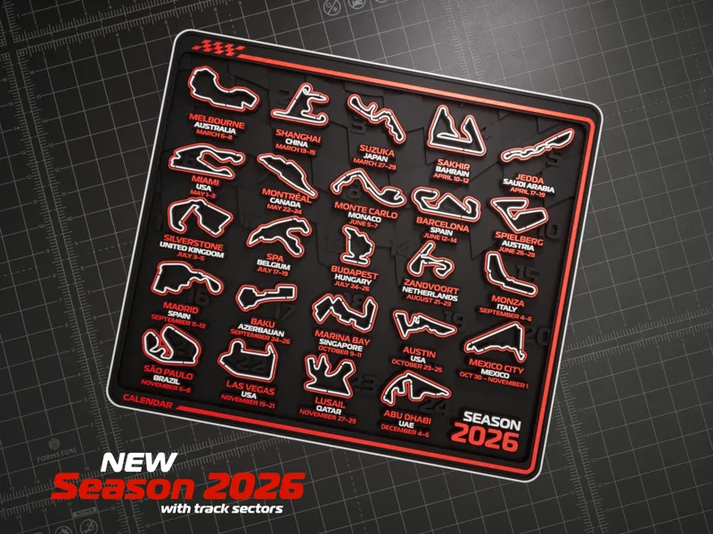 F1 Season 2026 calendar with weekend dates