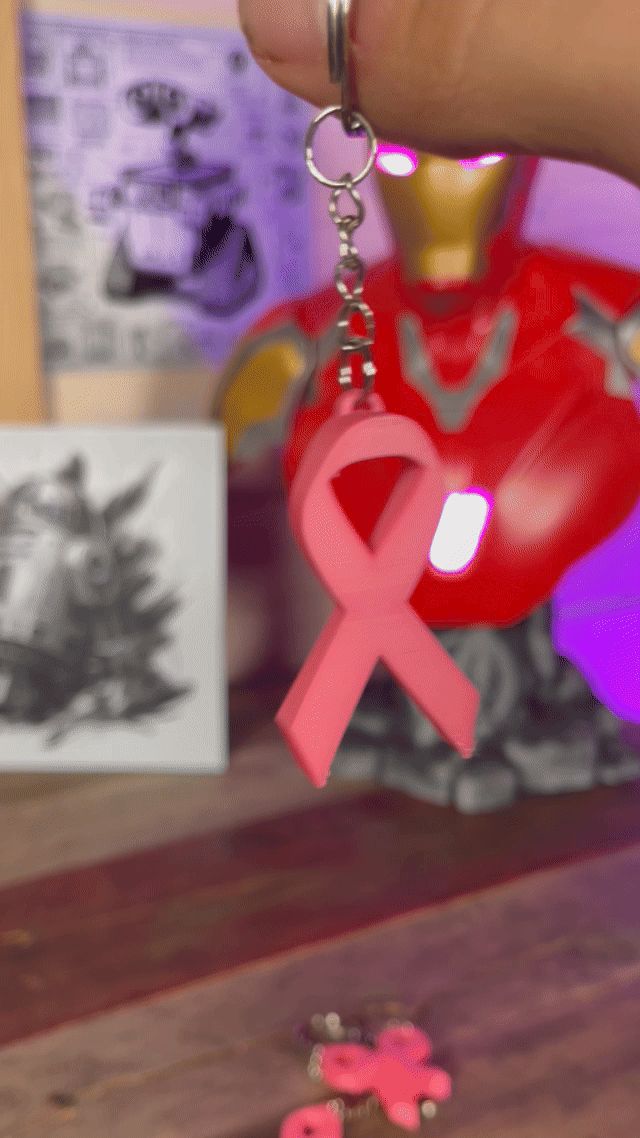 Ruban octobre rose/pink october ribbon (keychain)