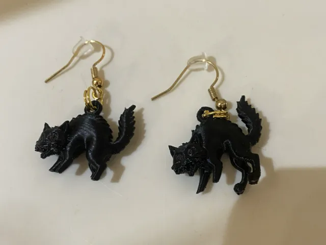 Scared Black Cat Earrings