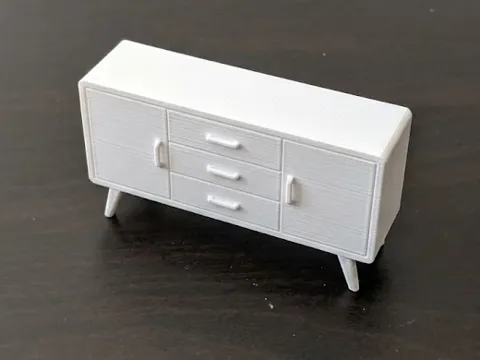 Escenografía en miniatura: Retro Sideboard — referencia de MakerWorld