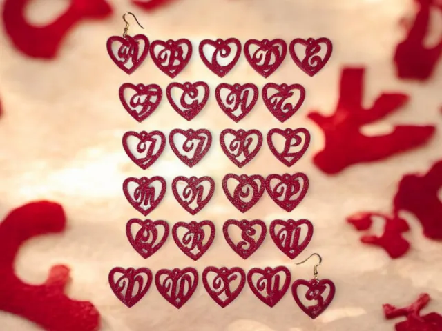 Letters in heart earrings