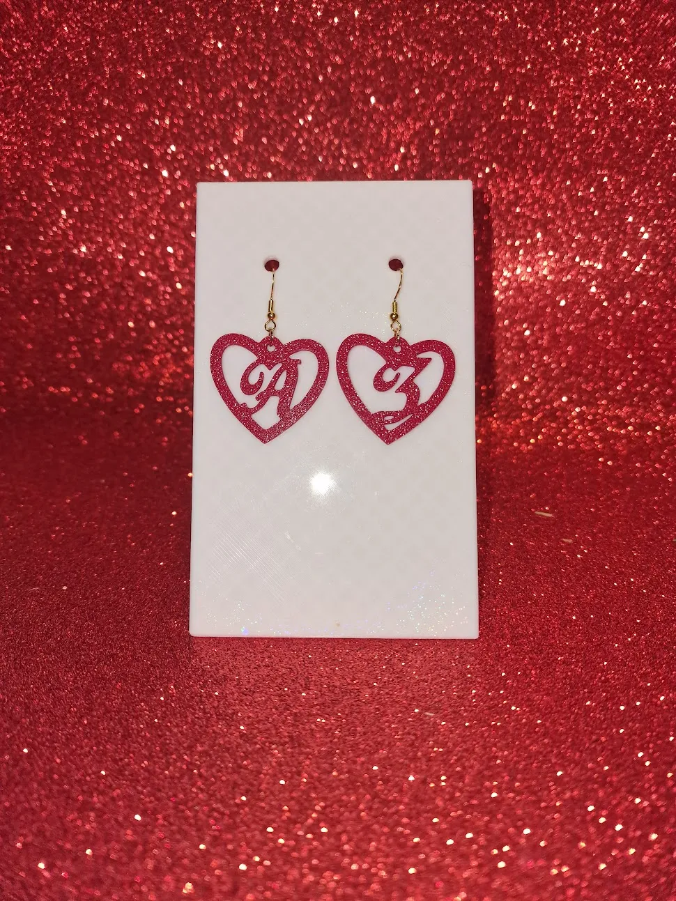 Letters in heart earrings view 2