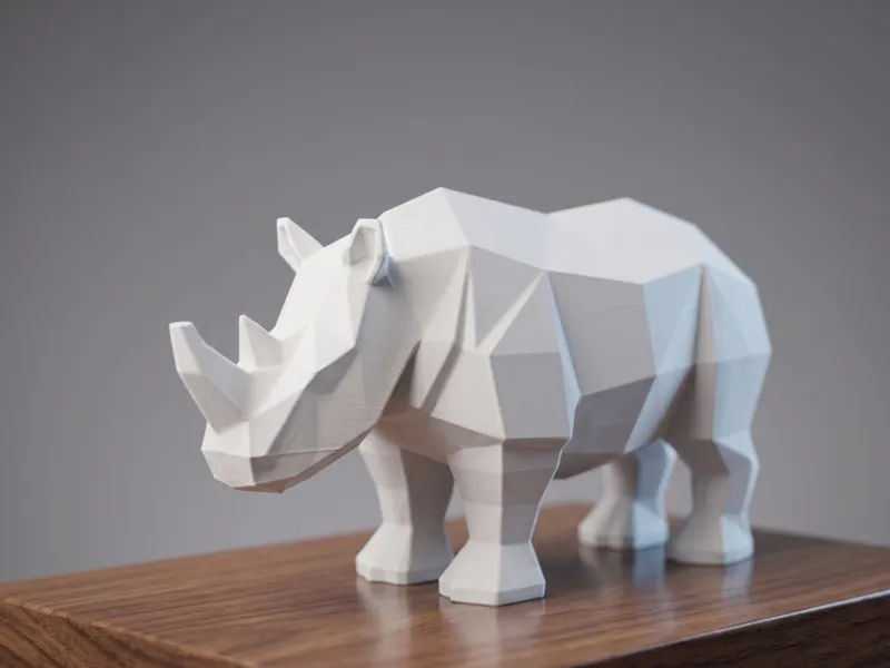 Low Poly Rhino - Geometric Animal Sculpture