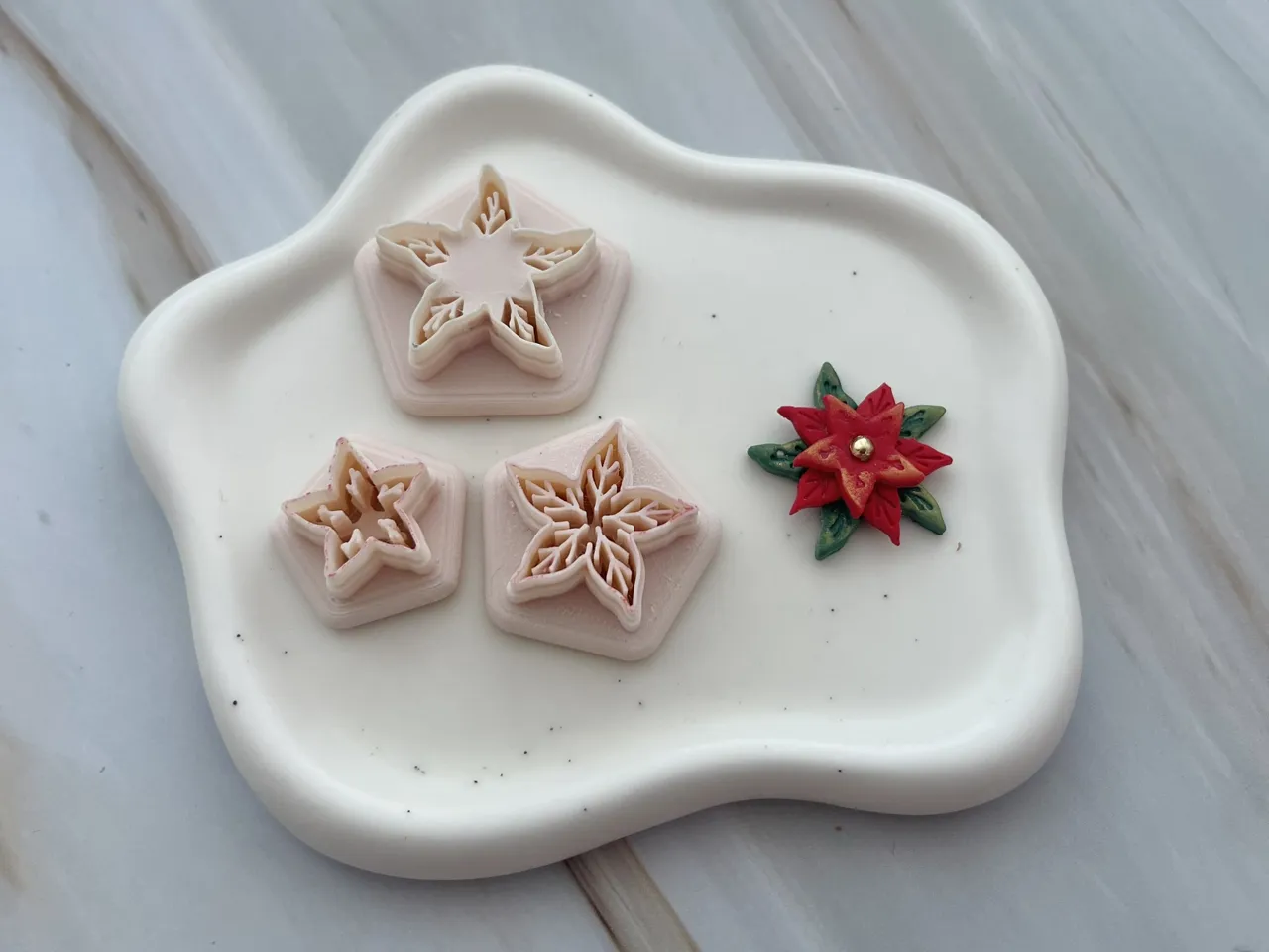 Christmas Flower Polymer Clay Earrings Cutters Set view 2