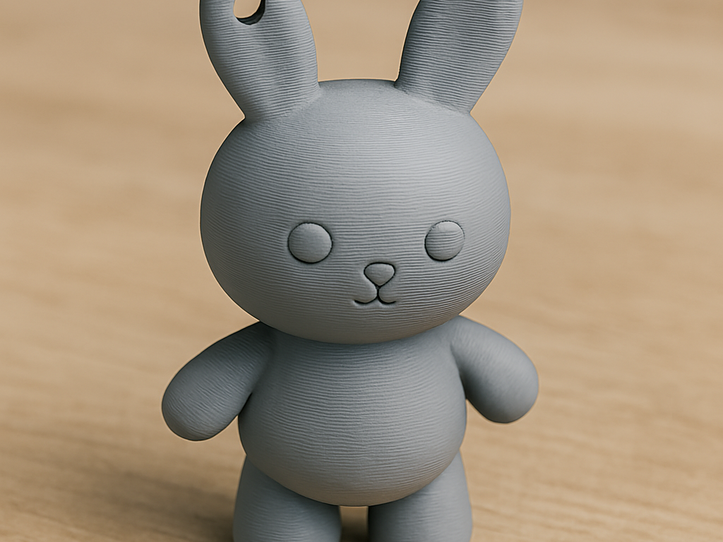 Cute Bunny Keychain – Minimalist 3D Figurine
