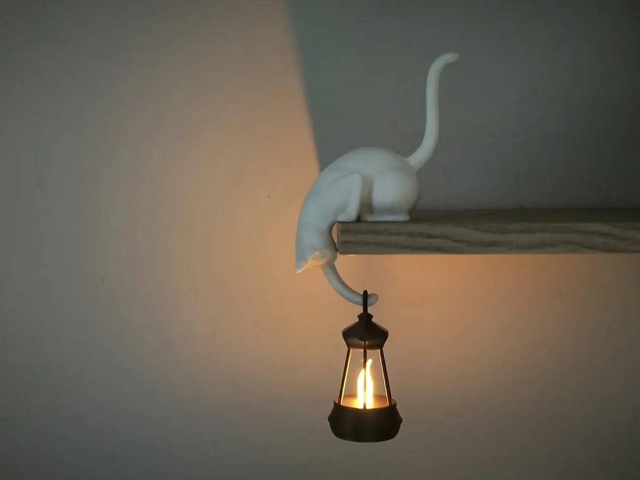 Cat Shelf Hook with Lantern view 2