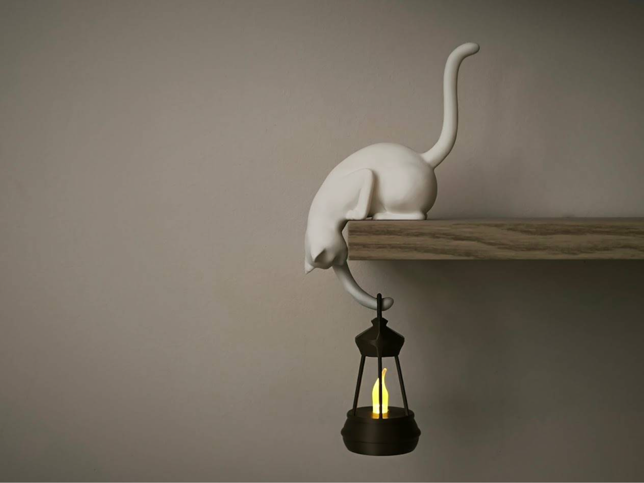 Cat Shelf Hook with Lantern
