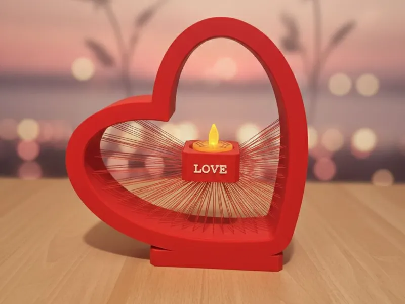 Love String Art Herz LED Teelichthalter Muttertag
