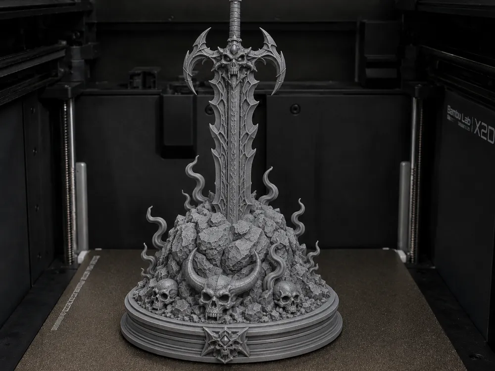 Modelo para impresión 3D: Demon sword in stone. Referencia del modelo original.