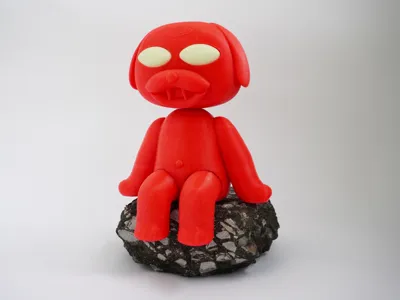 Big cute cartoon dog toy can sit on shelf