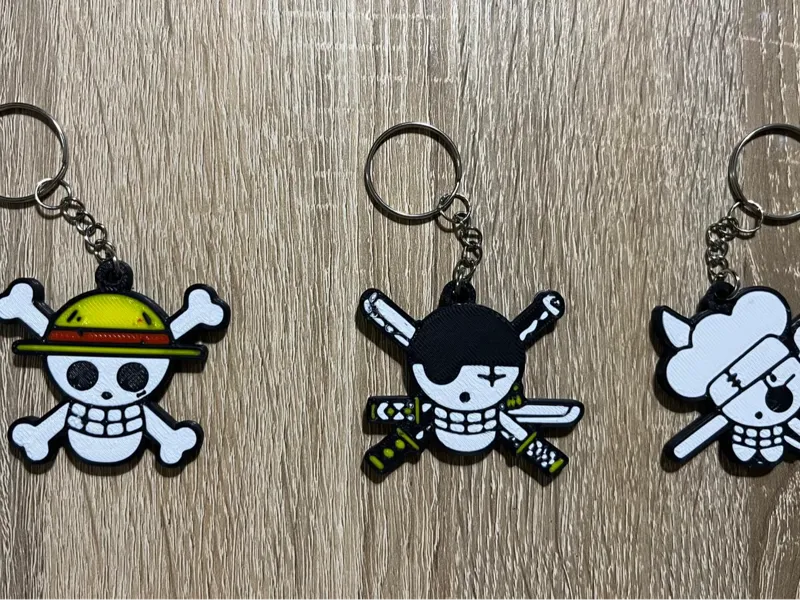 Portachiavi One Piece Jolly Roger Luffy Zoro Sanji