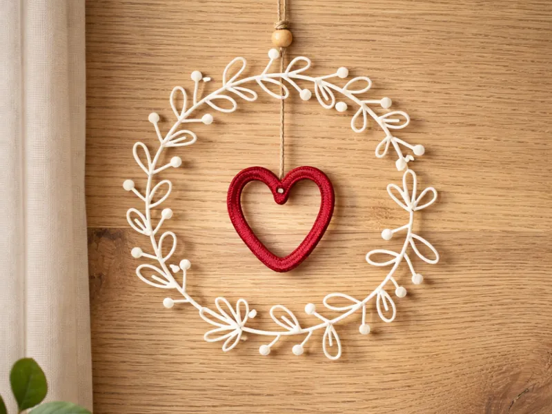 Frühlings und Valentinstagdeko Ring mit rotem Herz
