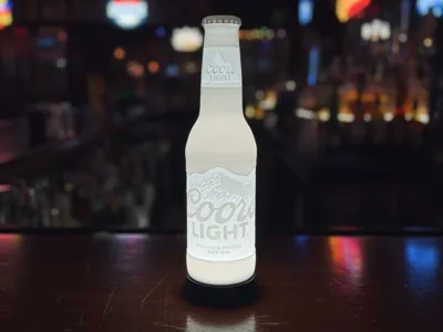 Coors Light Lighted Bottle (w/ bottle cap & stand)