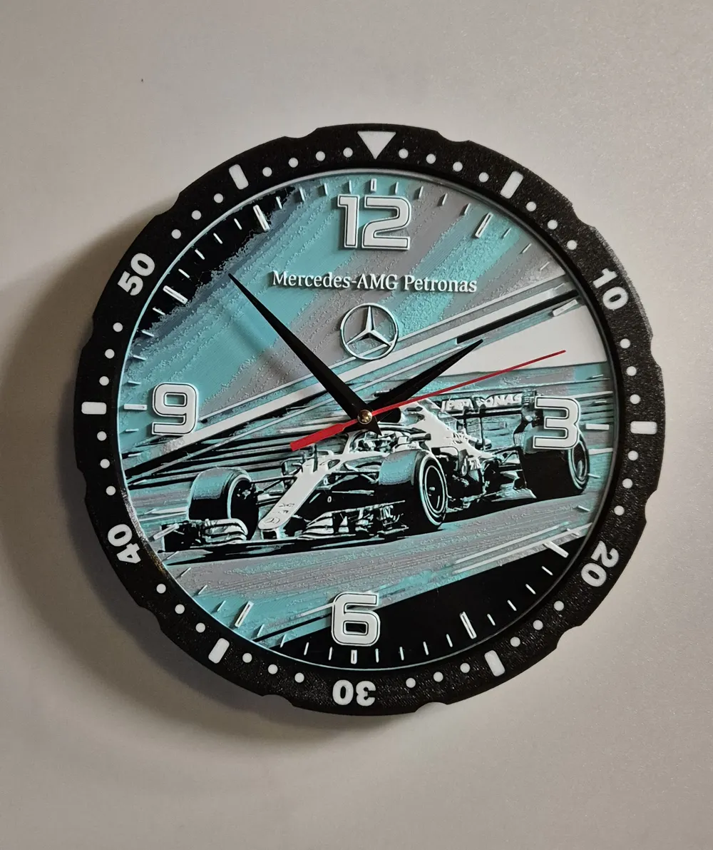 F1 Mercedes AMG, wall clock, formula, wins, watch - Free 3D Print Model ...