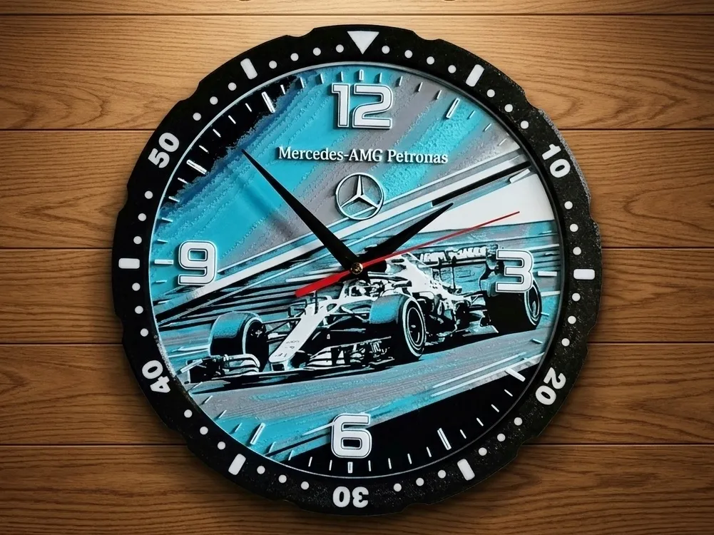 F1 Mercedes AMG, wall clock, formula, wins, watch - Free 3D Print Model ...