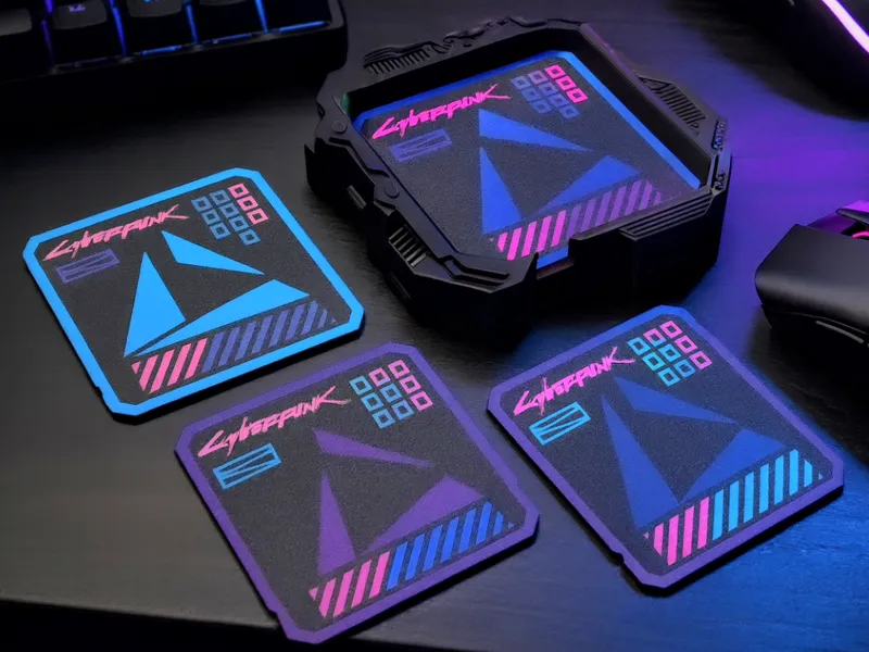 Cyberpunk holder for coasters