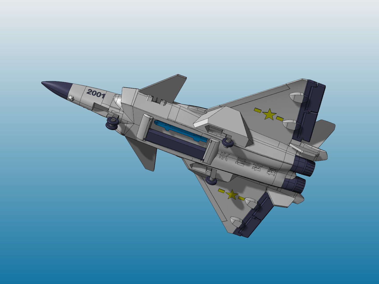 Miniatura 1 do modelo 3D 歼20-拼装版
