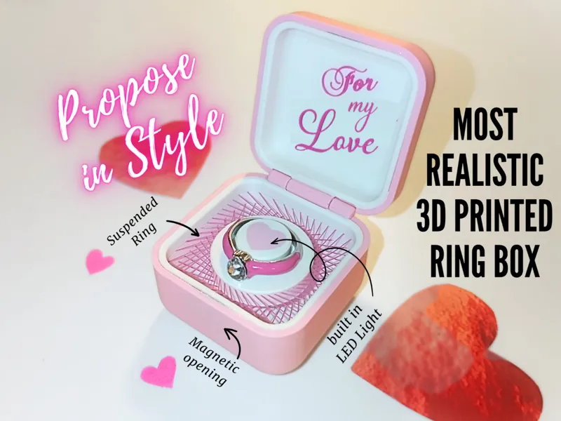 Ring box - Valentine's day (suspended+LED+magnets)
