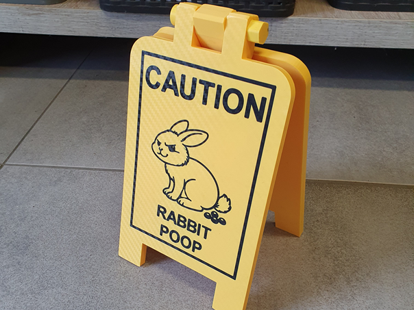 Rabbit bunny poop caution sign