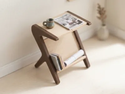 1:12 Modern Dollhouse Z Side Table Magazine Rack